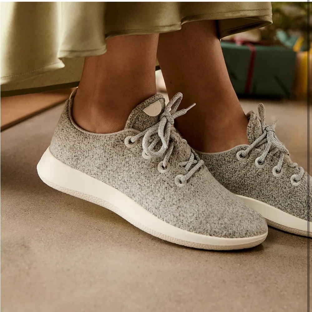 allbirds Women's Wool Runner in Light Gray and White - Picture 3 of 7